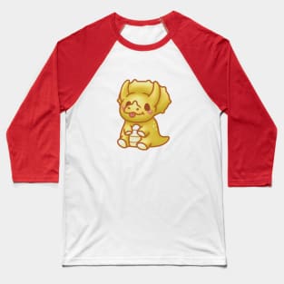 Cute Yellow Triceratop Dinosaur Baseball T-Shirt